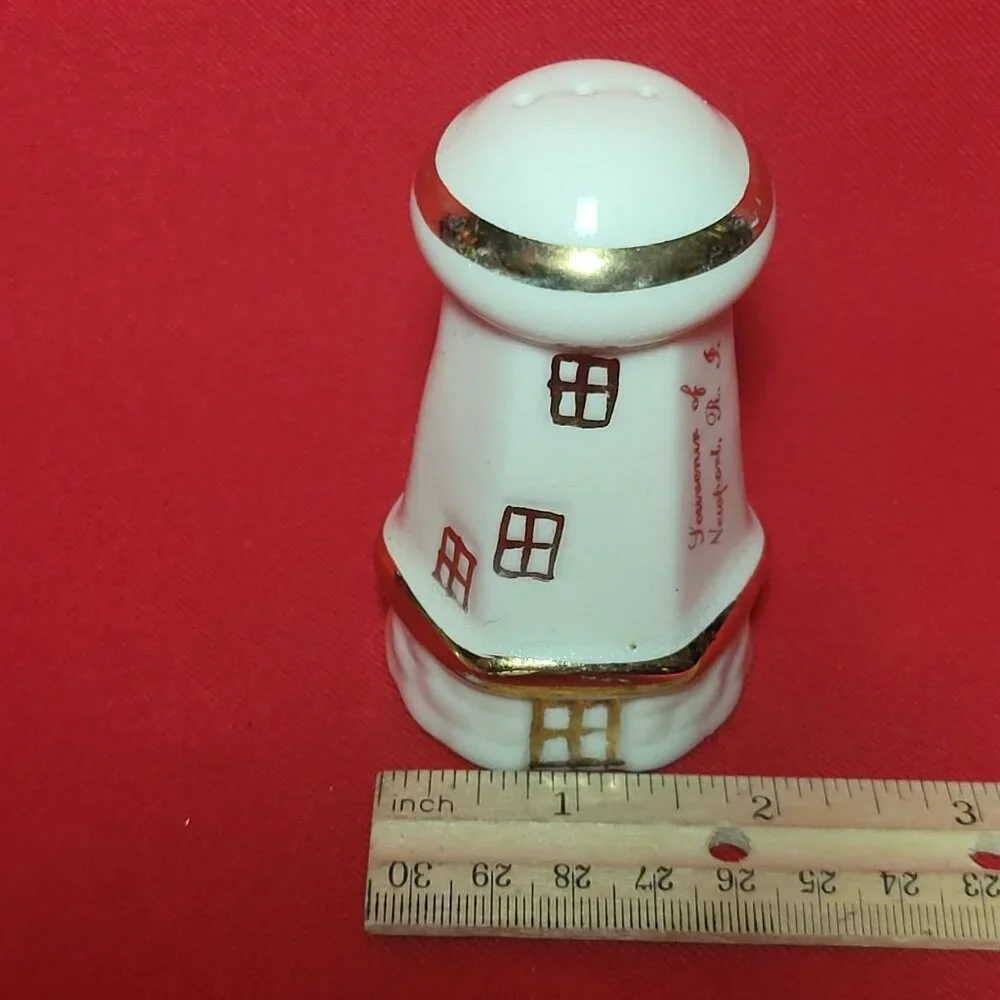 Vintage Lighthouse Salt and Pepper Shaker Gold Trim Set of 2